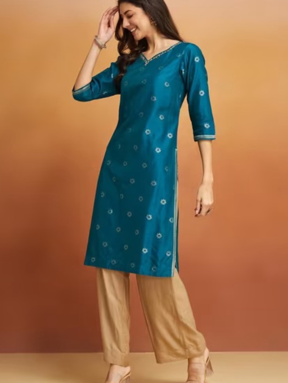 Ladies Dark Pink / Purple Cotton Silk Blend Long Kurta - As New